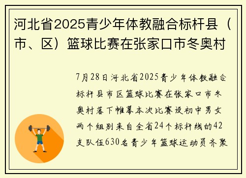 河北省2025青少年体教融合标杆县（市、区）篮球比赛在张家口市冬奥村落幕
